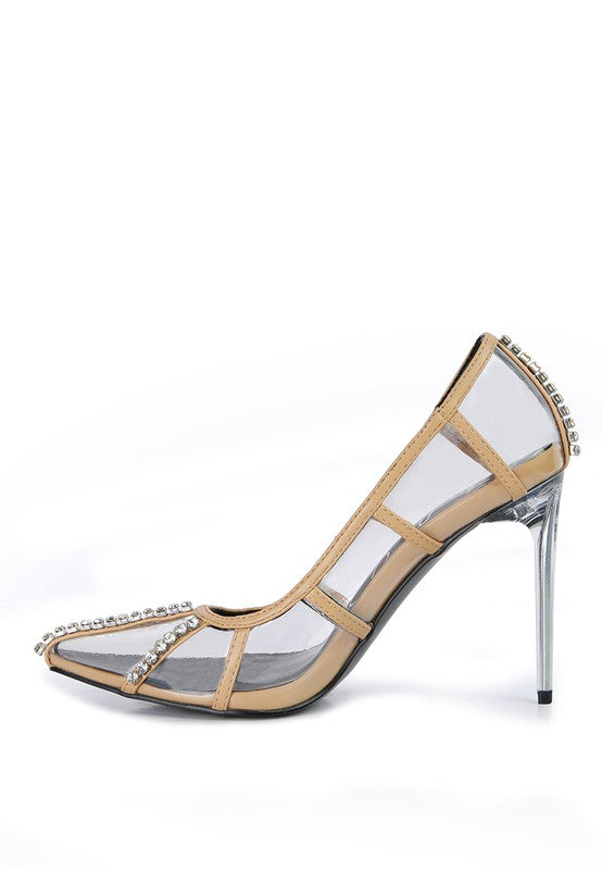 Diamante Clear High Heel Cage Pumps - SELFTRITSS   