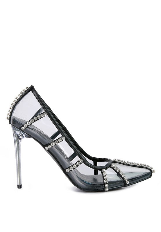 Diamante Clear High Heel Cage Pumps - SELFTRITSS   