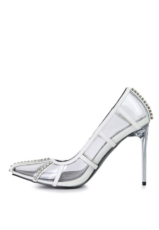 Diamante Clear High Heel Cage Pumps - SELFTRITSS   