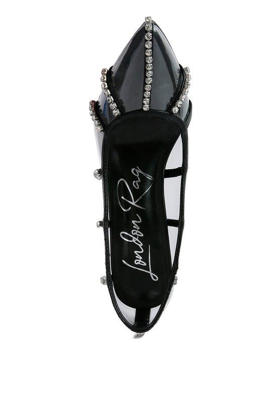 Diamante Clear High Heel Cage Pumps - SELFTRITSS   