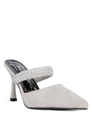 Fauci Diamante Strap Heeled Mules - SELFTRITSS