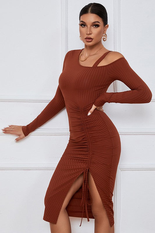 Brown Midi Dress - SELFTRITSS   