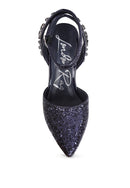 Cloriss Embellished Glitter Stiletto Sandals - SELFTRITSS