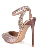 Cloriss Embellished Glitter Stiletto Sandals - SELFTRITSS
