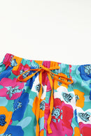 Multicolor Floral Print Drawstring Elastic Waist Casual Shorts - SELFTRITSS
