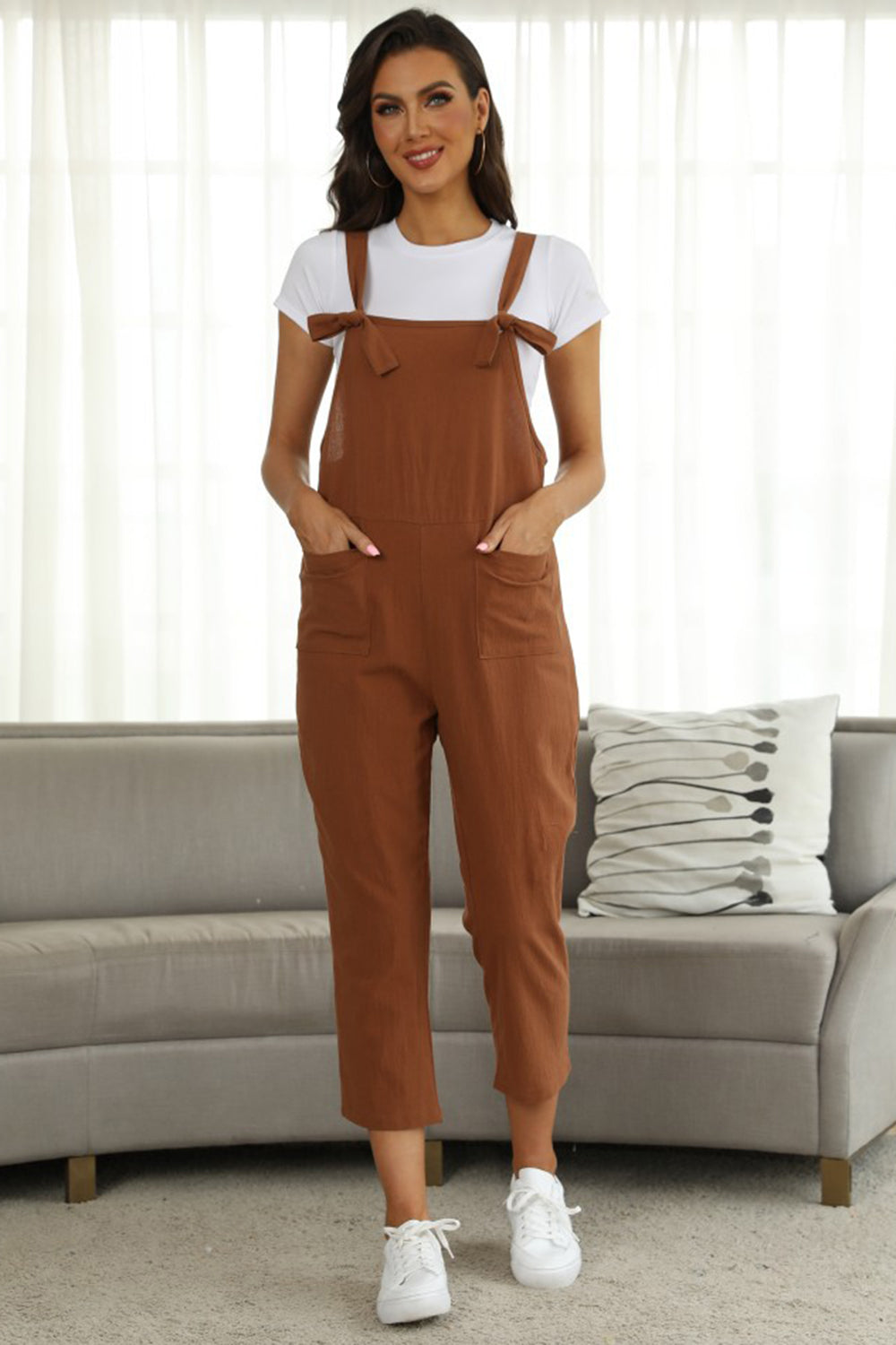 Full Size Square Neck Wide Strap Jumpsuit - SELFTRITSS   