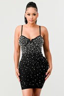 Athina Holiday Star Pearls Bandage Mini Dress - SELFTRITSS