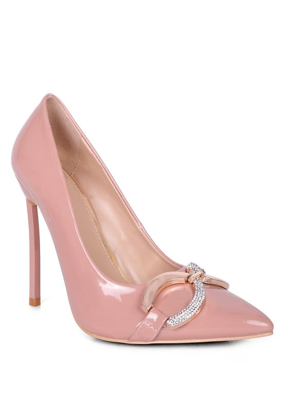 Buckle Embellished Stiletto Pump Shoes - SELFTRITSS