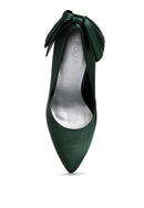 Green Satin Stiletto Pump Sandals - SELFTRITSS