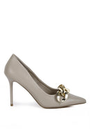 Fontana Grey Chain Detail High Heeled Sandals - SELFTRITSS
