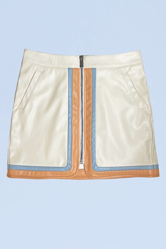 Pleather retro stripe skirt - SELFTRITSS