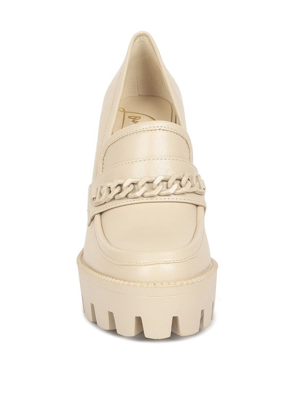 Corinne Chain Embellished Chunky Loafers - SELFTRITSS