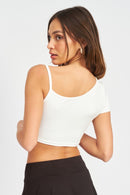 ASYMMETRICAL BINDING CROPPED TOP - SELFTRITSS