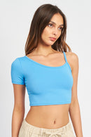 ASYMMETRICAL BINDING CROPPED TOP - SELFTRITSS