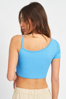 ASYMMETRICAL BINDING CROPPED TOP - SELFTRITSS