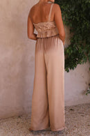 Ruffled Sleeveless Top and Wide Leg Pants Set - SELFTRITSS   