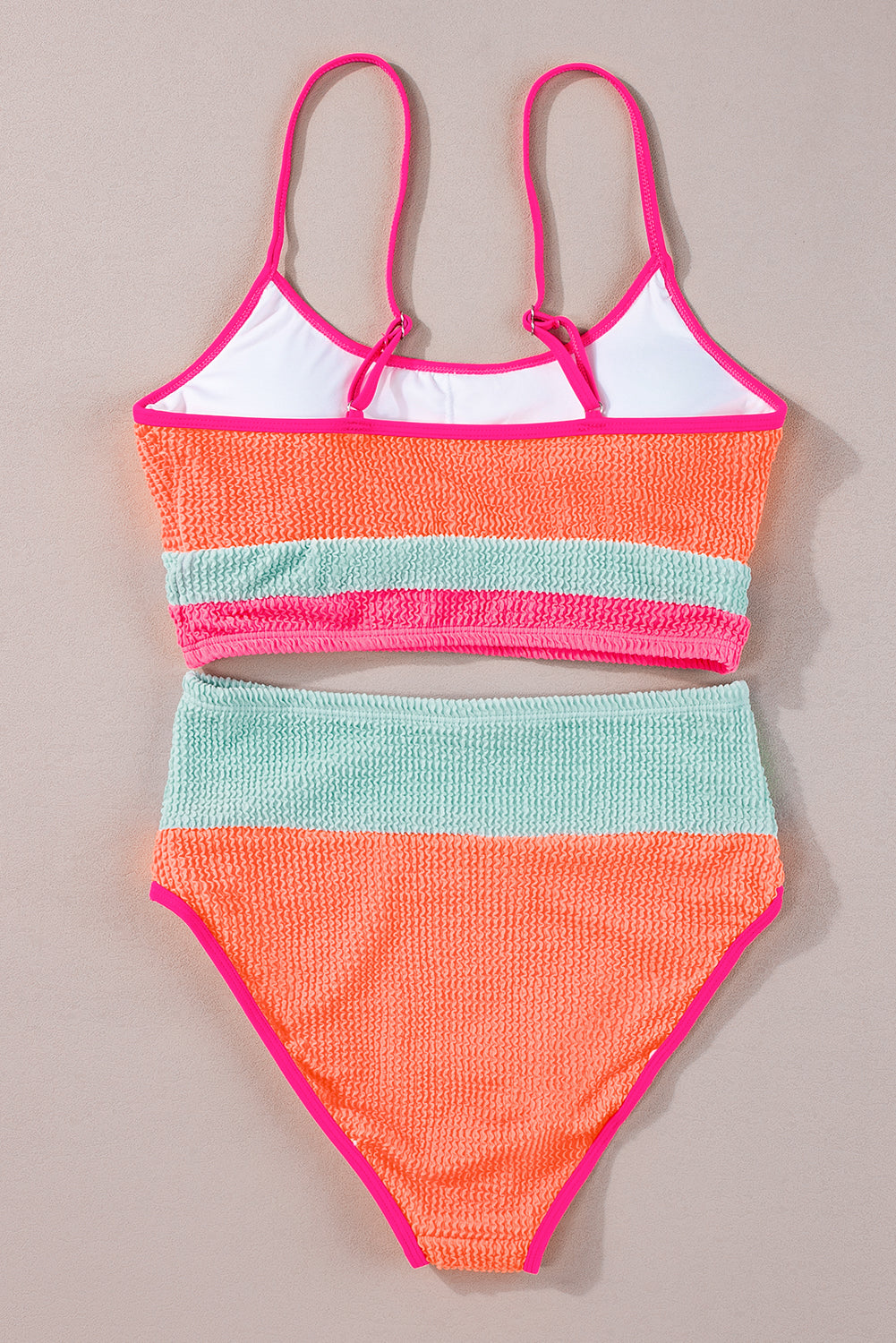 Grapefruit Orange Color Block High Waisted Sexy Bikini Set - SELFTRITSS   