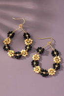 Hand done multi wood beaded flower hoop earrings - SELFTRITSS   