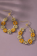 Hand done multi wood beaded flower hoop earrings - SELFTRITSS   