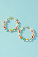 Hand done mini seed bead flower hoop earrings - SELFTRITSS   