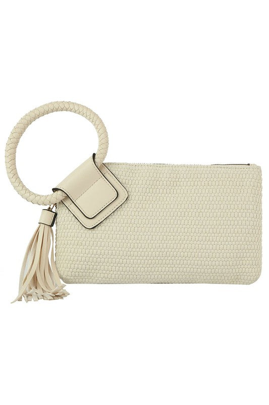 Canvas Cuff Handle Tassel Wristlet Clutch - SELFTRITSS   