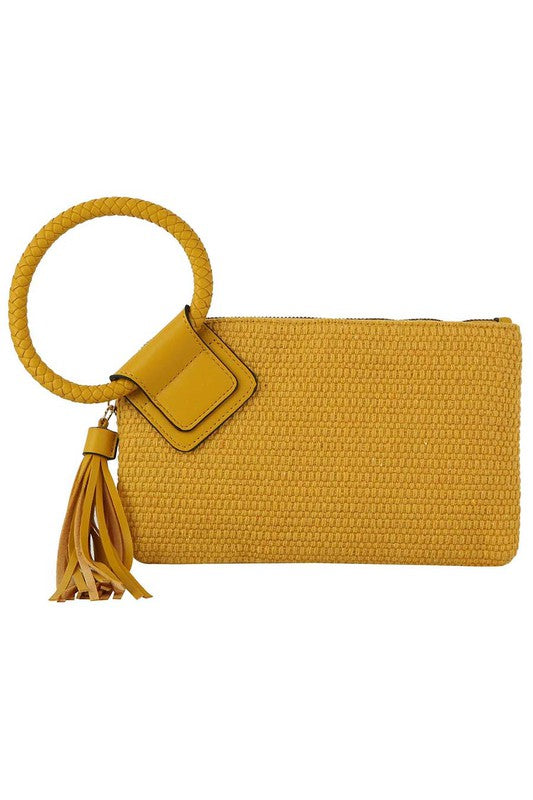 Canvas Cuff Handle Tassel Wristlet Clutch - SELFTRITSS   