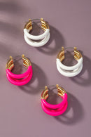 Triple layer tube hoop earrings with enamelcoating - SELFTRITSS   