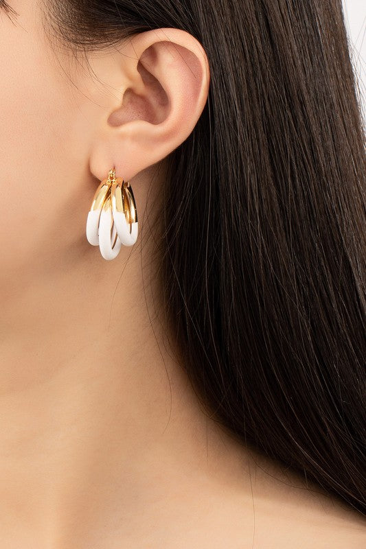 Triple layer tube hoop earrings with enamelcoating - SELFTRITSS   