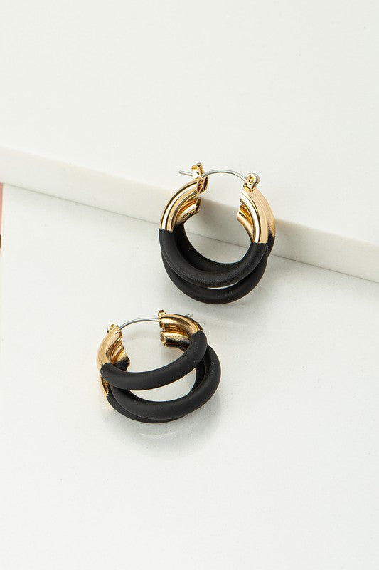 Triple layer tube hoop earrings with enamelcoating - SELFTRITSS   