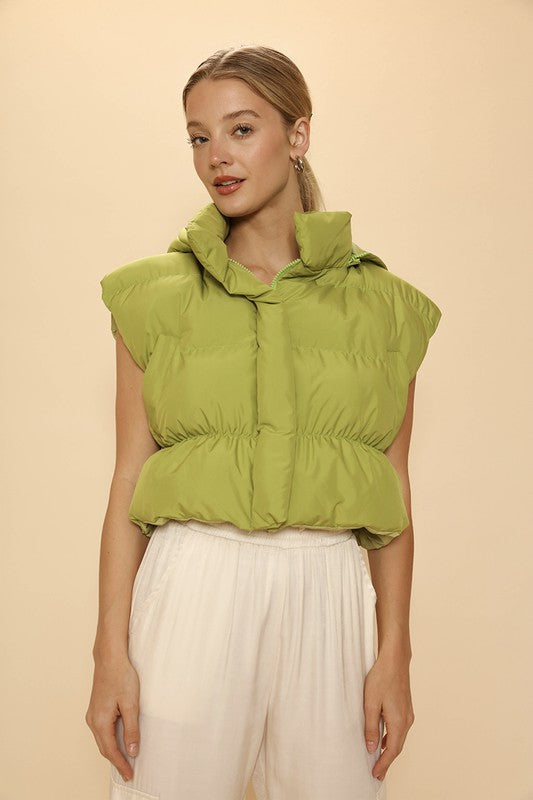 Cropped puffer vest with hood - SELFTRITSS