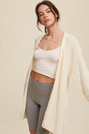 Cable Knit Open Front Long Cardigan - SELFTRITSS