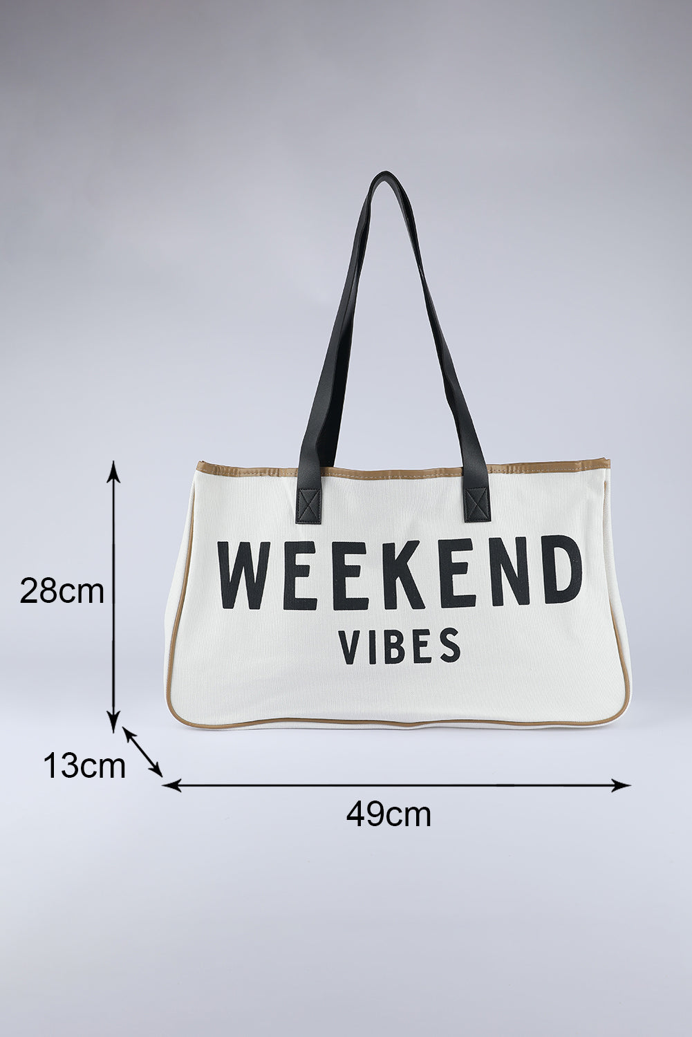 White WEEKEND VIBES Canvas Tote - SELFTRITSS