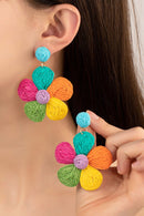 Large raffia straw flower drop earrings - SELFTRITSS   