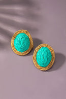 raffia straw button stud earrings - SELFTRITSS   