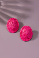 raffia straw button stud earrings - SELFTRITSS   