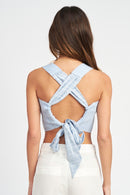 SLEEVELESS CROP TOP WITH BACK BOW DETAIL - SELFTRITSS