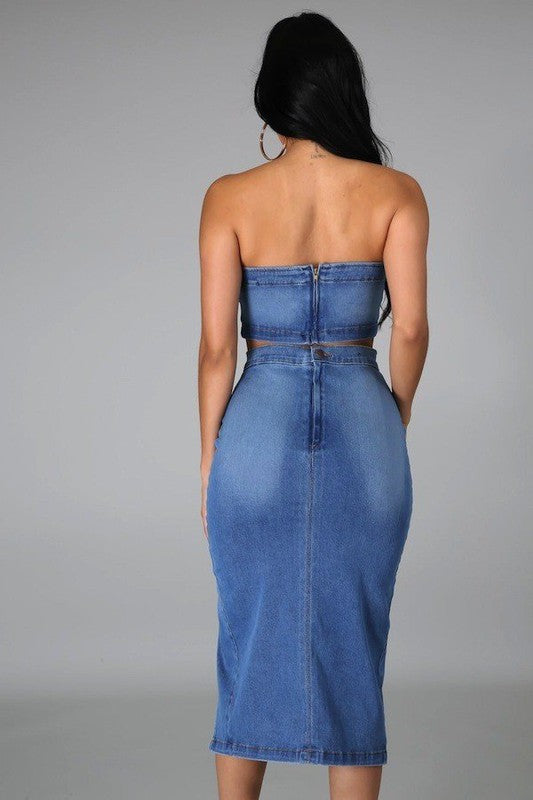 Miami Skirt Set in Light Denim - SELFTRITSS   