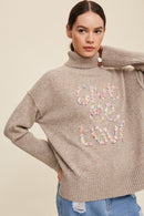 Give Me Love Stitched Mock Neck Sweater - SELFTRITSS