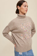 Give Me Love Stitched Mock Neck Sweater - SELFTRITSS