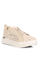 Flakes Lace Detail Low Platform Sneakers - SELFTRITSS