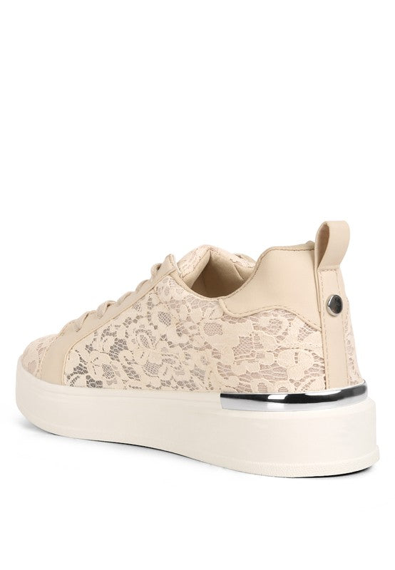 Flakes Lace Detail Low Platform Sneakers - SELFTRITSS