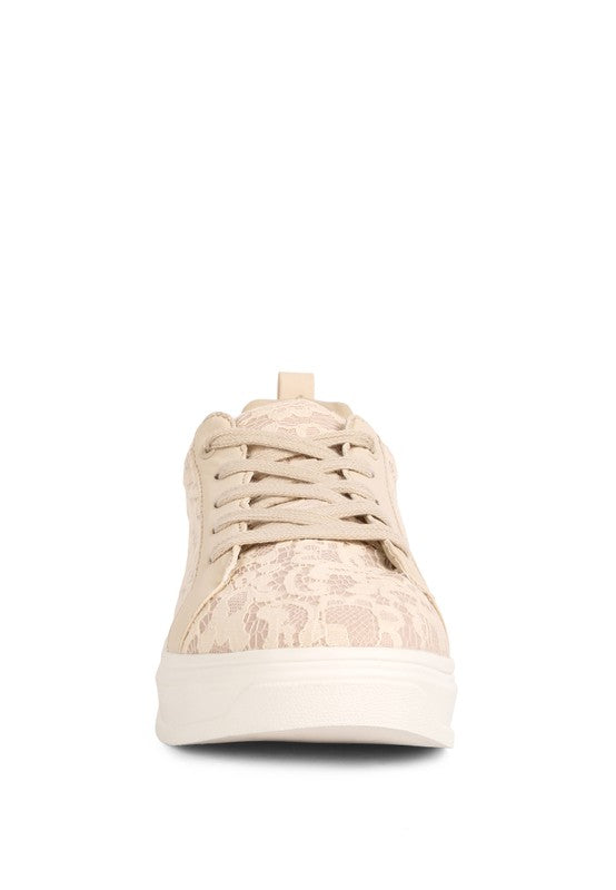 Flakes Lace Detail Low Platform Sneakers - SELFTRITSS