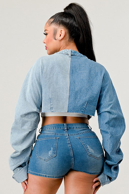 Denim Patched X-Contrast Top - SELFTRITSS