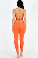 Criss-Cross Open Back Bodycon Jumpsuit - SELFTRITSS   