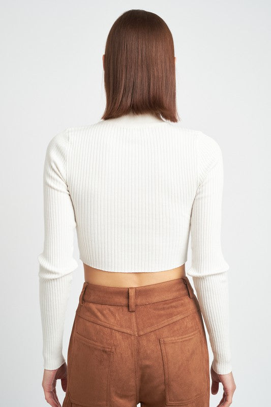 MOCK NECK CROP TOP WITH CUT OUT - SELFTRITSS