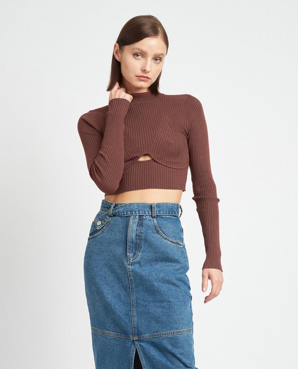 MOCK NECK CROP TOP WITH CUT OUT - SELFTRITSS