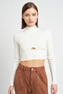 MOCK NECK CROP TOP WITH CUT OUT - SELFTRITSS