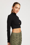 MOCK NECK CROP TOP WITH CUT OUT - SELFTRITSS