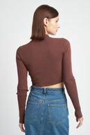 MOCK NECK CROP TOP WITH CUT OUT - SELFTRITSS