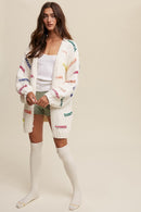 Hand Crochet Knit Stripe Design Open Cardigan - SELFTRITSS